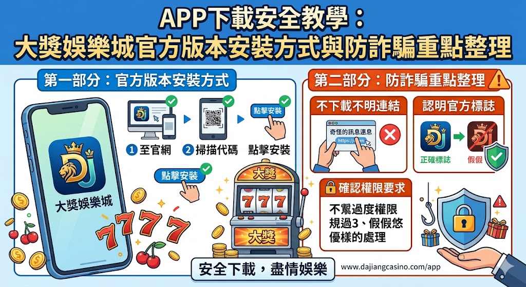APP下載安全教學：大獎娛樂城官方版本安裝方式與防詐騙重點整理