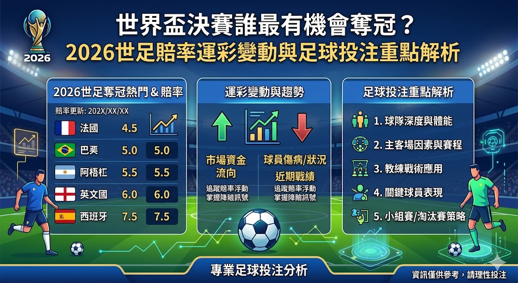 運彩世界盃熱門玩法總整理｜從世足賠率運彩到決賽投注策略一次掌握