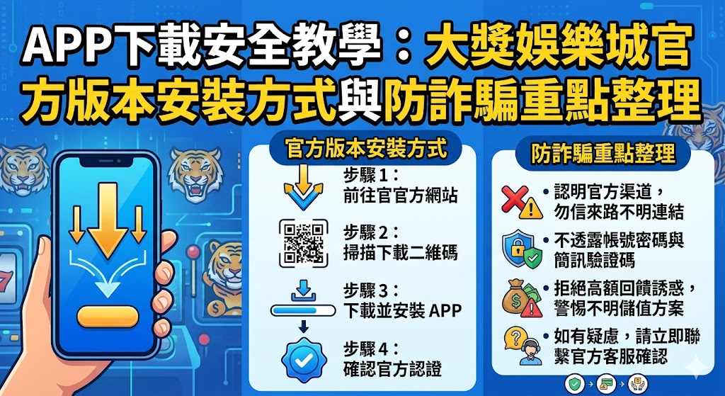 APP下載安全教學：大獎娛樂城官方版本安裝方式與防詐騙重點整理